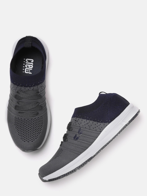 

Crew STREET Women Charcoal Grey & Navy Colourblocked Running Shoes