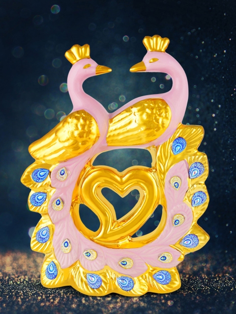 

Archies Love Gifts Unisex Gold-Coloured & Pink Peacock Couple Showpiece