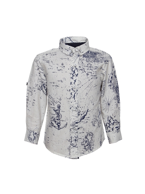 

TALES & STORIES Boys White Regular Fit Printed Casual Shirt