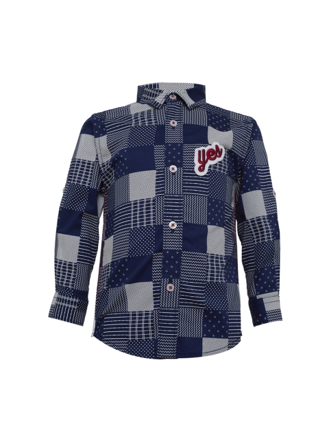 

TALES & STORIES Boys Navy Blue Standard Regular Fit Checked Casual Shirt