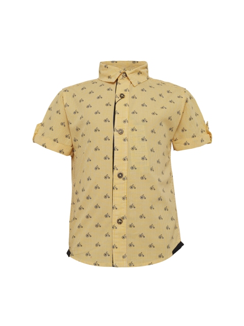 

TALES & STORIES Boys Yellow Standard Regular Fit Printed Casual Shirt