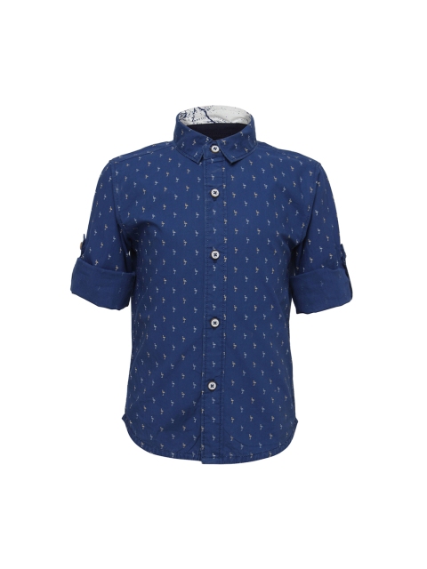 

TALES & STORIES Boys Navy Blue Standard Regular Fit Printed Casual Shirt