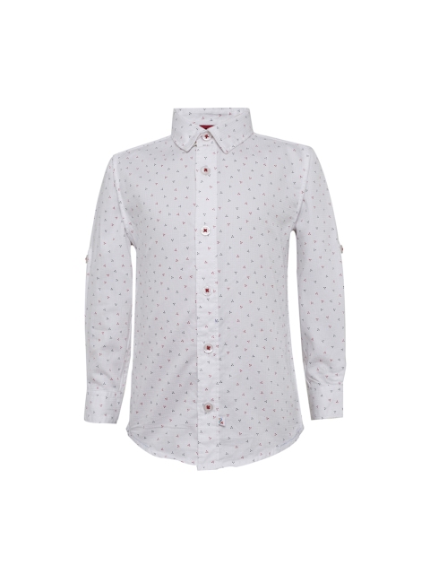 

TALES & STORIES Boys White Regular Fit Printed Casual Shirt