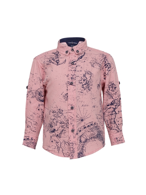 

TALES & STORIES Boys Pink Regular Fit Printed Casual Shirt