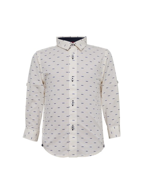 

TALES & STORIES Boys Off-White Standard Regular Fit Printed Casual Shirt