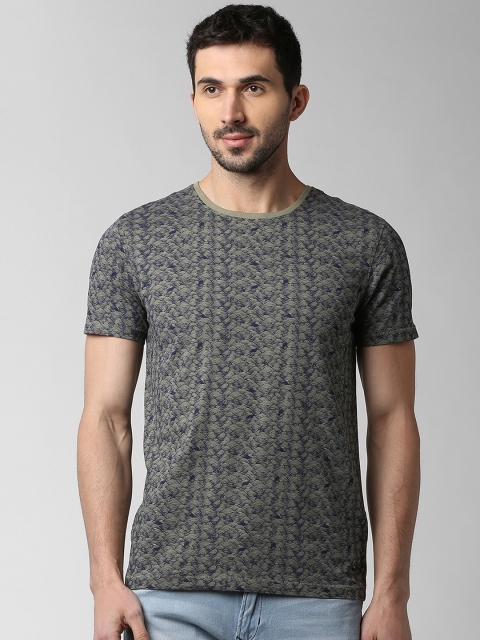 

Peter England Casuals Men Blue Printed Round Neck T-shirt
