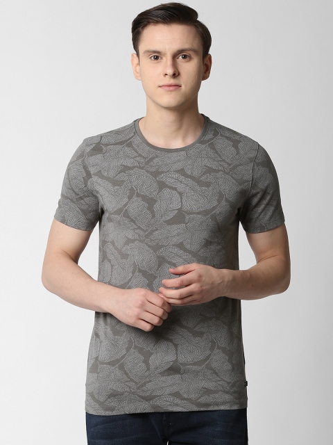 

Peter England Casuals Men Grey Printed Round Neck T-shirt