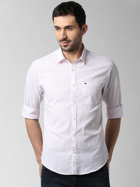 

Peter England Casuals Men White & Red Slim Fit Striped Casual Shirt
