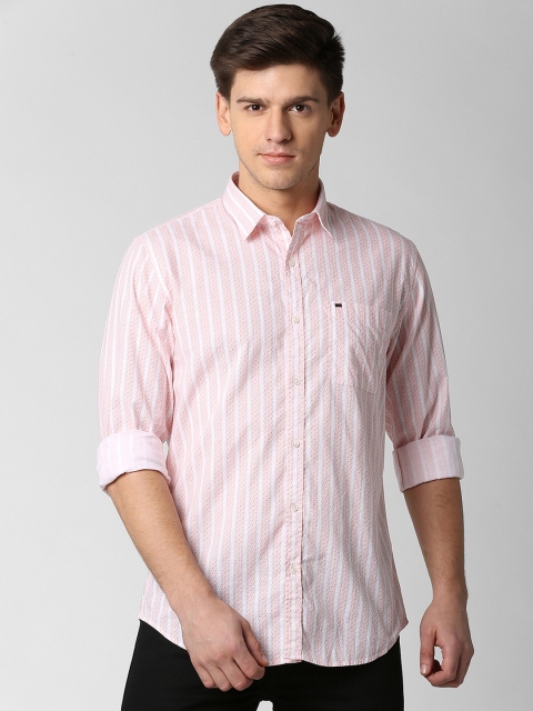 

Peter England Casuals Men Orange & White Slim Fit Printed Casual Shirt