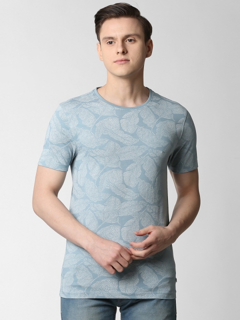 

Peter England Casuals Men Blue Printed Round Neck T-shirt