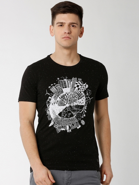 

Peter England Casuals Men Black Printed Round Neck T-shirt