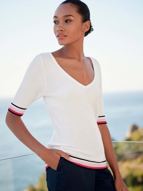 

next Women Cream-Coloured Solid Sweater