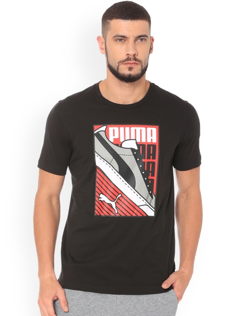 

Puma Men Black Printed Round Neck Sneaker T-shirt