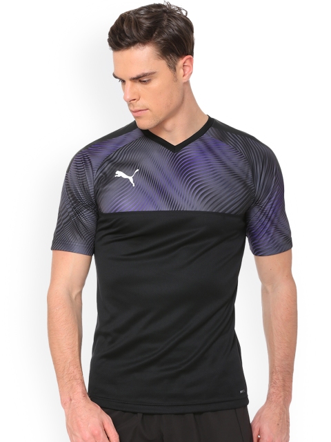 

Puma Men Black Striped V-Neck CUP Jersey T-shirt
