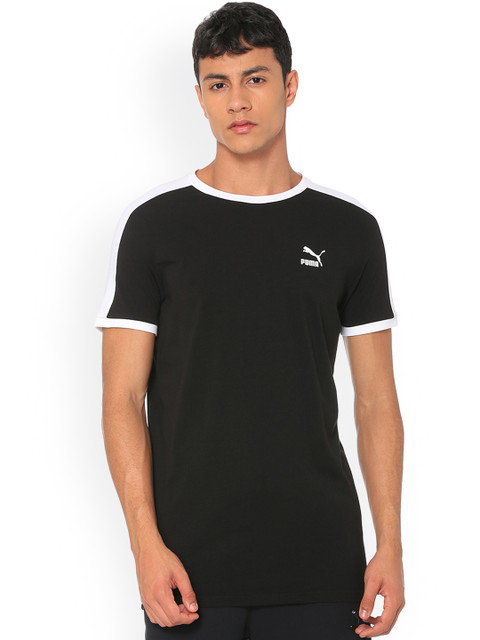 

Puma Men Black Solid Round Neck Iconic T7 Slim T-shirt
