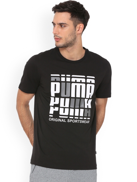 

Puma Men Black Printed Round Neck T-shirt