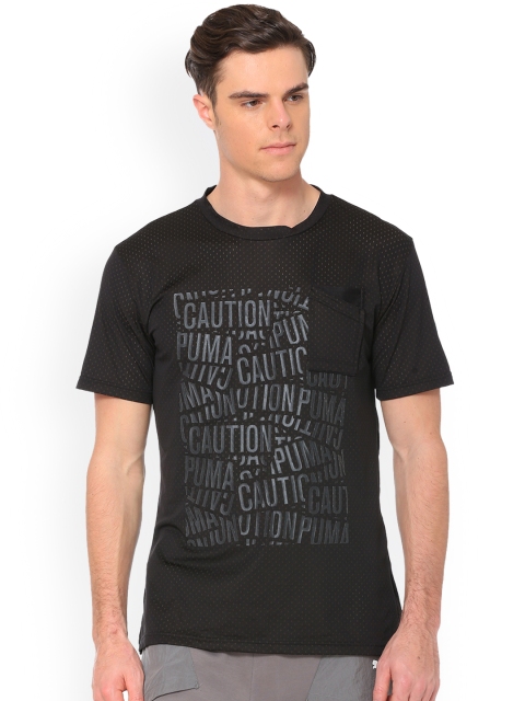 

Puma Men Black Printed Round CAUTION Neck T-shirt