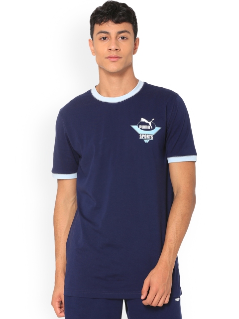 

Puma Men Navy Blue Printed Round Neck T-shirt