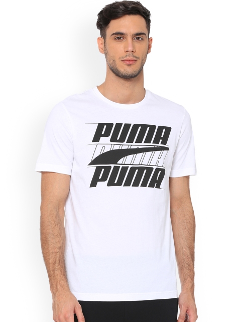 

Puma Men White Printed Round Neck Rebel Basic T-shirt