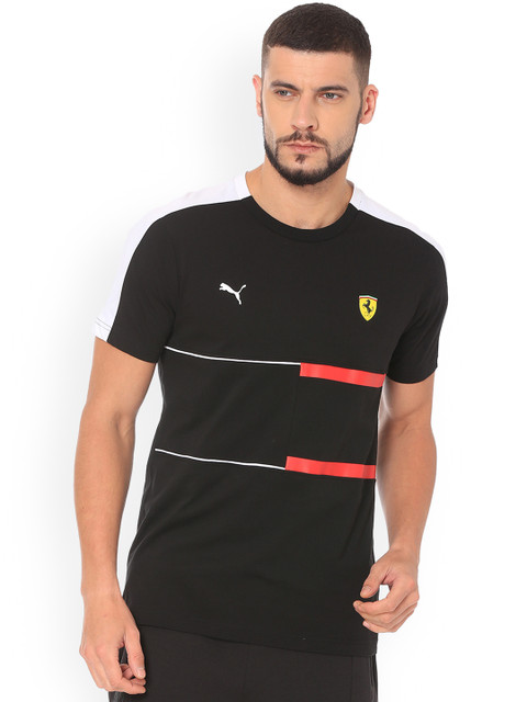 

Puma Men Black Printed Round Neck SF T7 T-shirt