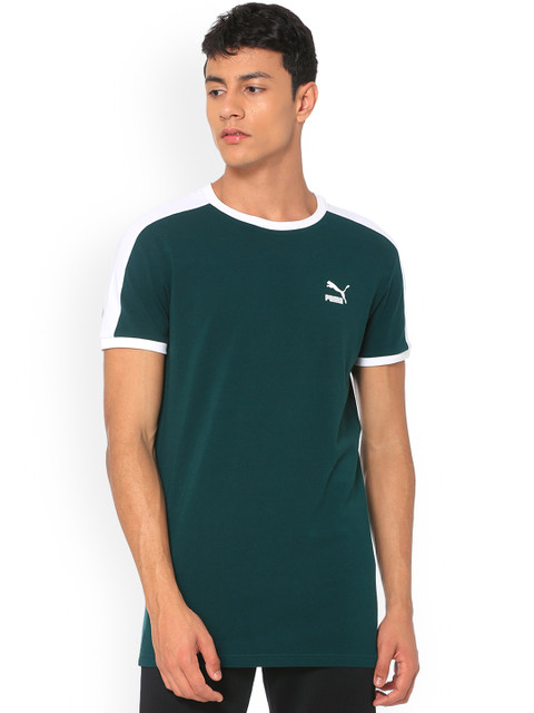 

Puma Men Green Solid Round Neck T-shirt