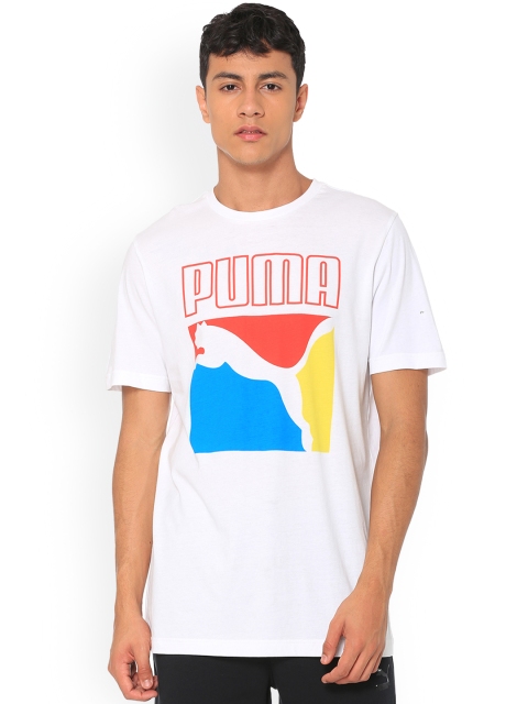 

Puma Men White Printed Round Neck T-shirt