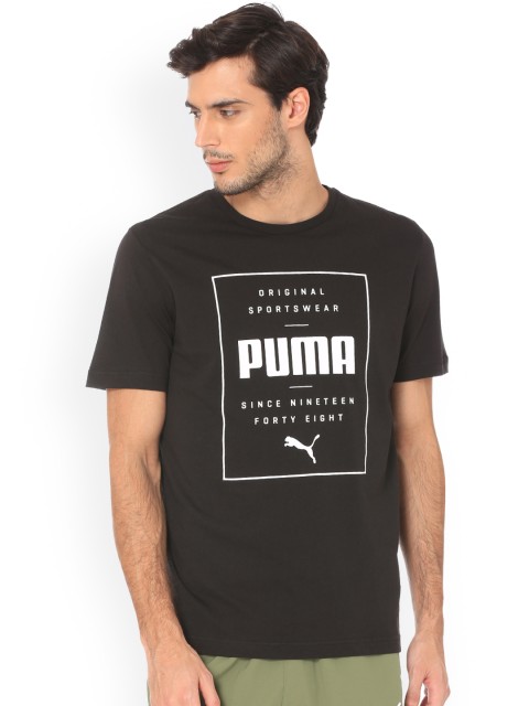 

Puma Men Black Printed Round Neck Box PUMA T-shirt