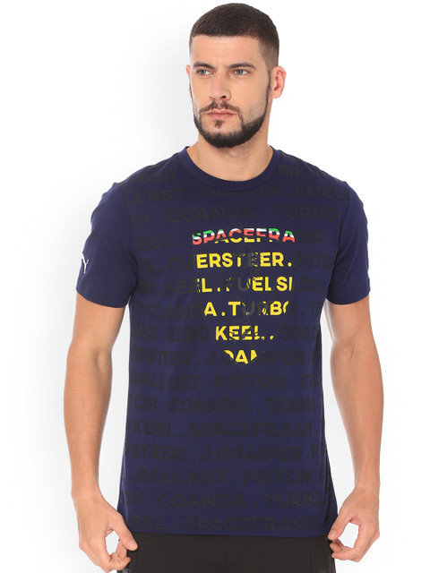 

Puma Men Navy Blue Printed Round Neck SF Big Shield T-shirt
