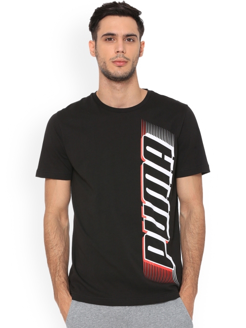 

Puma Men Black Printed Round Neck T-shirt