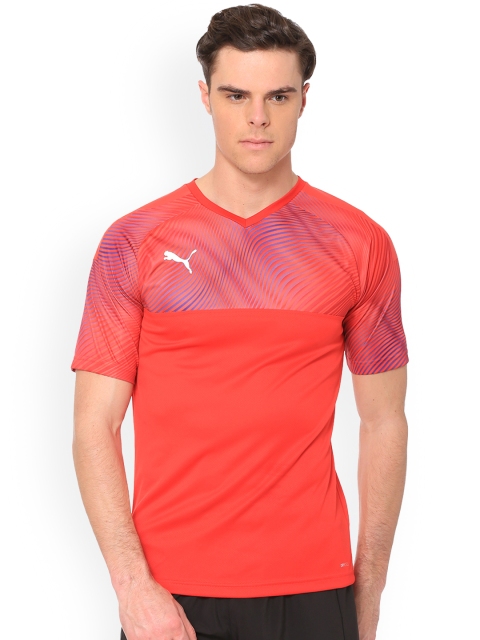 

Puma Men Red Printed V-Neck CUP Jersey T-shirt