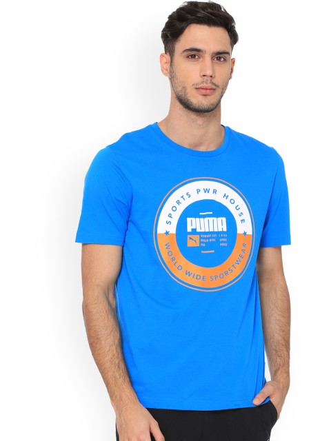 

Puma Men Blue Printed Round Neck T-shirt