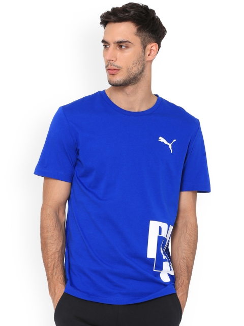 

Puma Men Blue Printed Round Neck T-shirt
