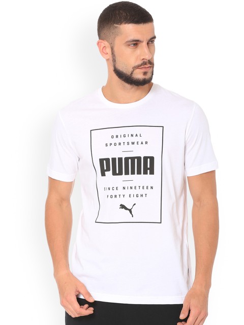 

Puma Men White Printed Round Neck T-shirt