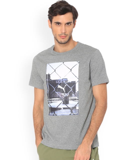 

Puma Men Grey Printed Round Neck T-shirt