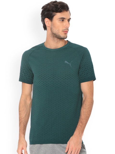 

Puma Men Green Solid Round Neck T-shirt