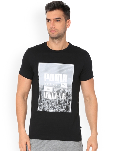 

Puma Men Black Printed Round Neck T-shirt