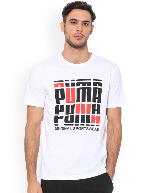 

Puma Men White Printed Round Neck T-shirt
