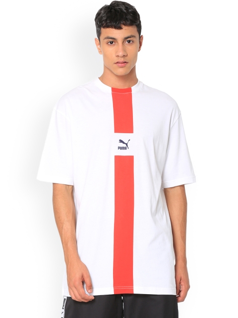 

Puma Men White Colourblocked Round Neck T-shirt