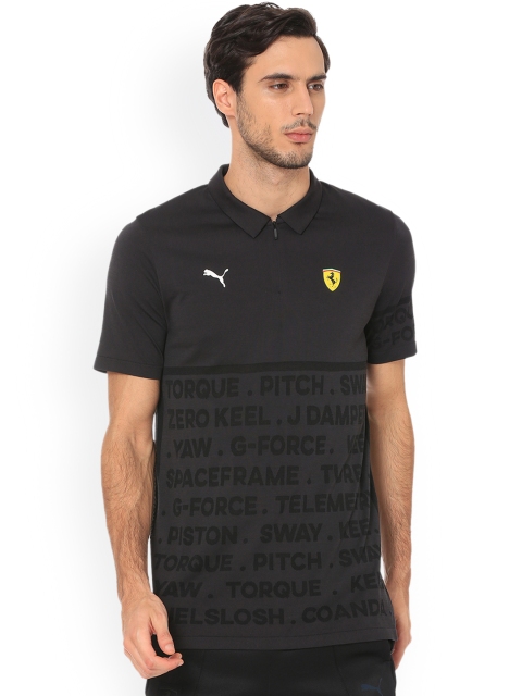 

Puma Men Black Printed Polo Collar T-shirt