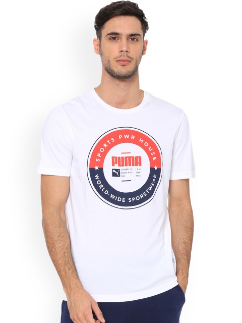 

Puma Men White Printed Round Neck T-shirt