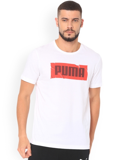 

Puma Men White Printed Round Neck T-shirt