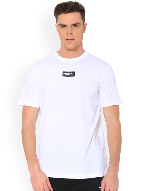 

Puma Men White Solid Round Neck T-shirt