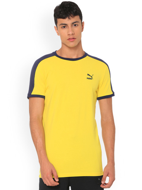 

Puma Men Yellow Solid Round Neck T-shirt