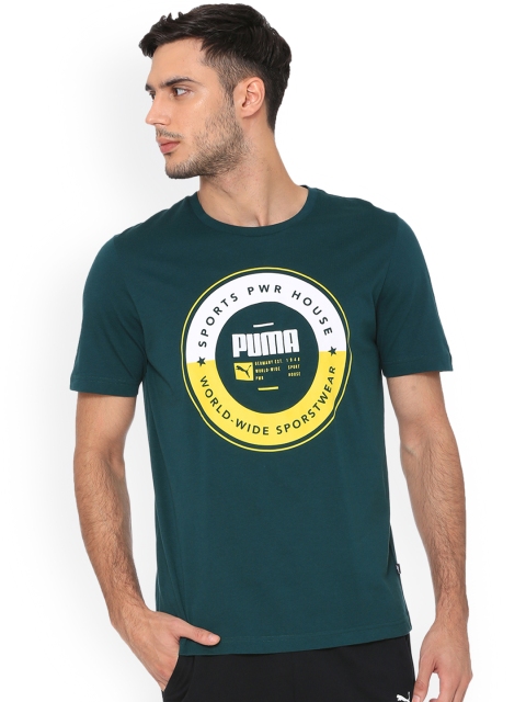 

Puma Men Green Printed SP Execution Tee Ponderosa Pine T-shirt
