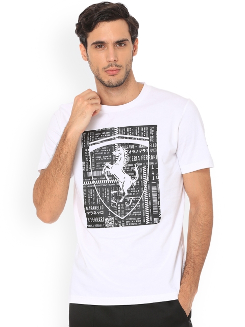 

Puma Men White Printed Round Neck T-shirt