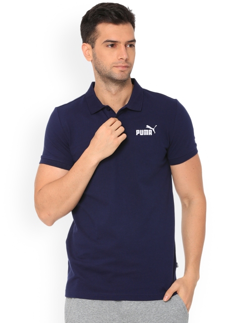

Puma Men Navy Blue Solid Polo Collar T-shirt