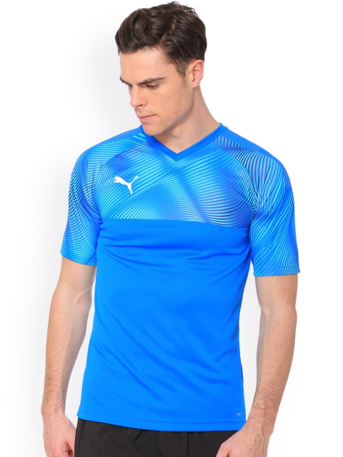 

Puma Men Blue Colourblocked V-Neck T-shirt