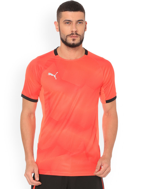 

Puma Men Red Striped Round Neck T-shirt