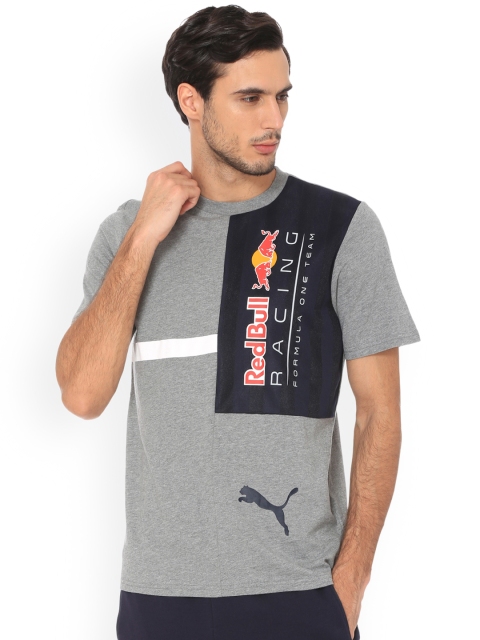 

Puma Men Grey Printed RBR Logo Medium Heather Round Neck T-shirt