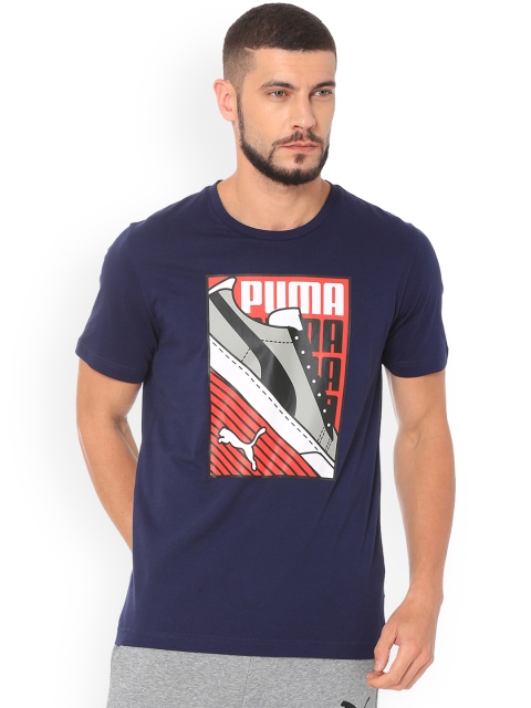 

Puma Men Navy Blue Printed Round Neck T-shirt